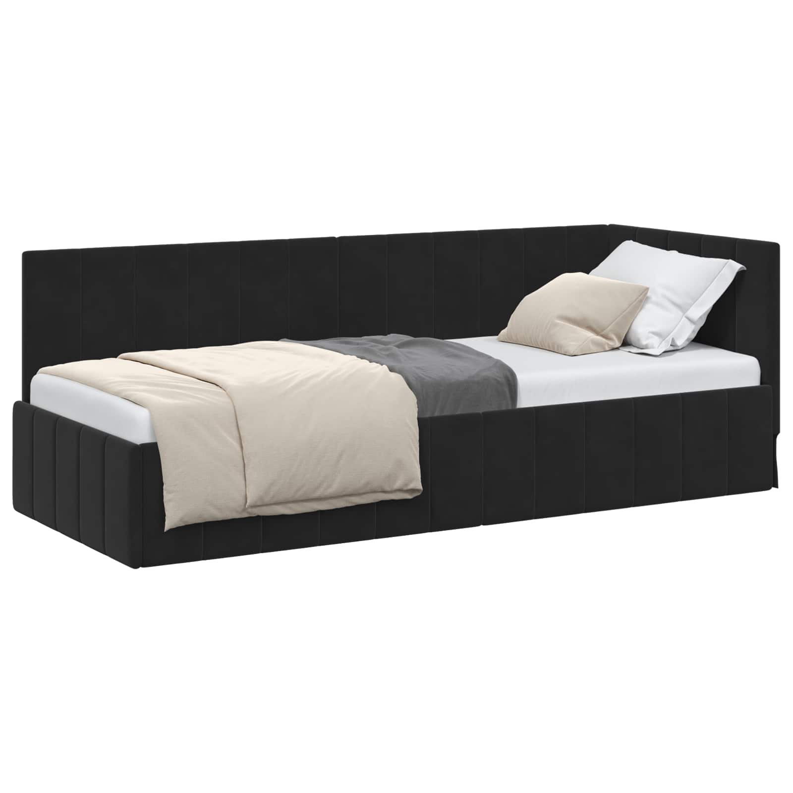 VidaXL Hoek Bed Frame Met Hoofdeinde Zwart 80 Cm X 200 Cm Fluweel