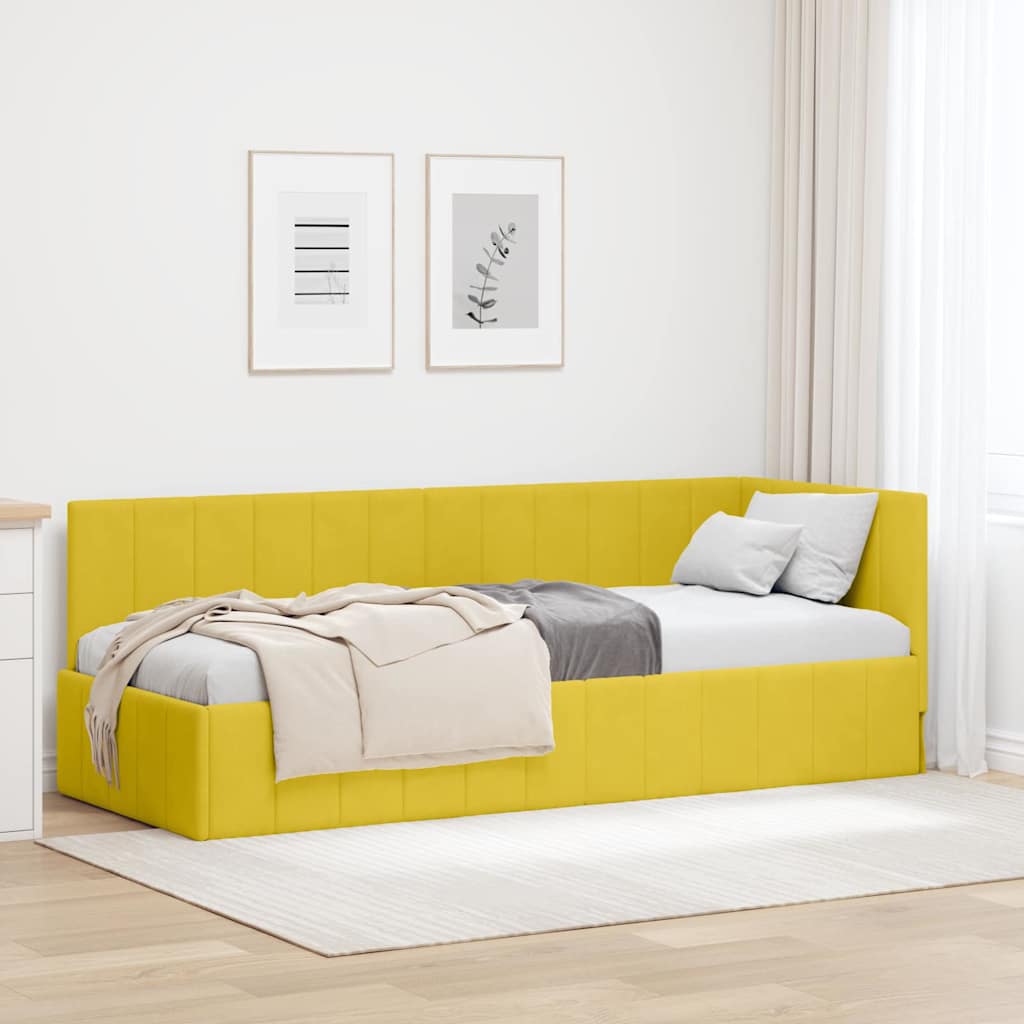 vidaXL Cadru de pat colțar cu headboard Galben 80 x 200 cm Catifea