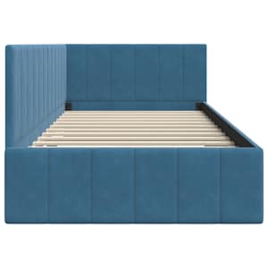 Rohový rám postele s čelo Modrá 90 cm x 190 cm samet - obrázek 6