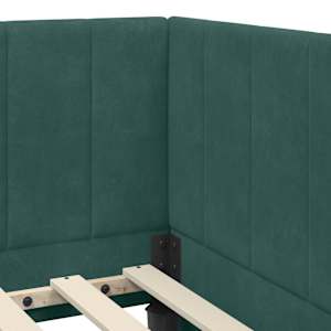 Rohový rám postele s čelo Tmavě zelená 90 cm x 190 cm samet - obrázek 8