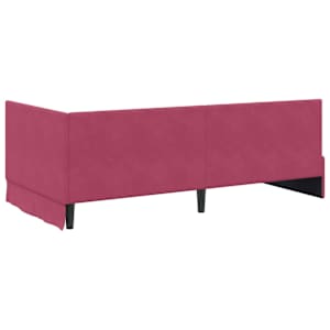 Rohový rám postele s čelo Víno Červené 90 cm x 190 cm samet - obrázek 7