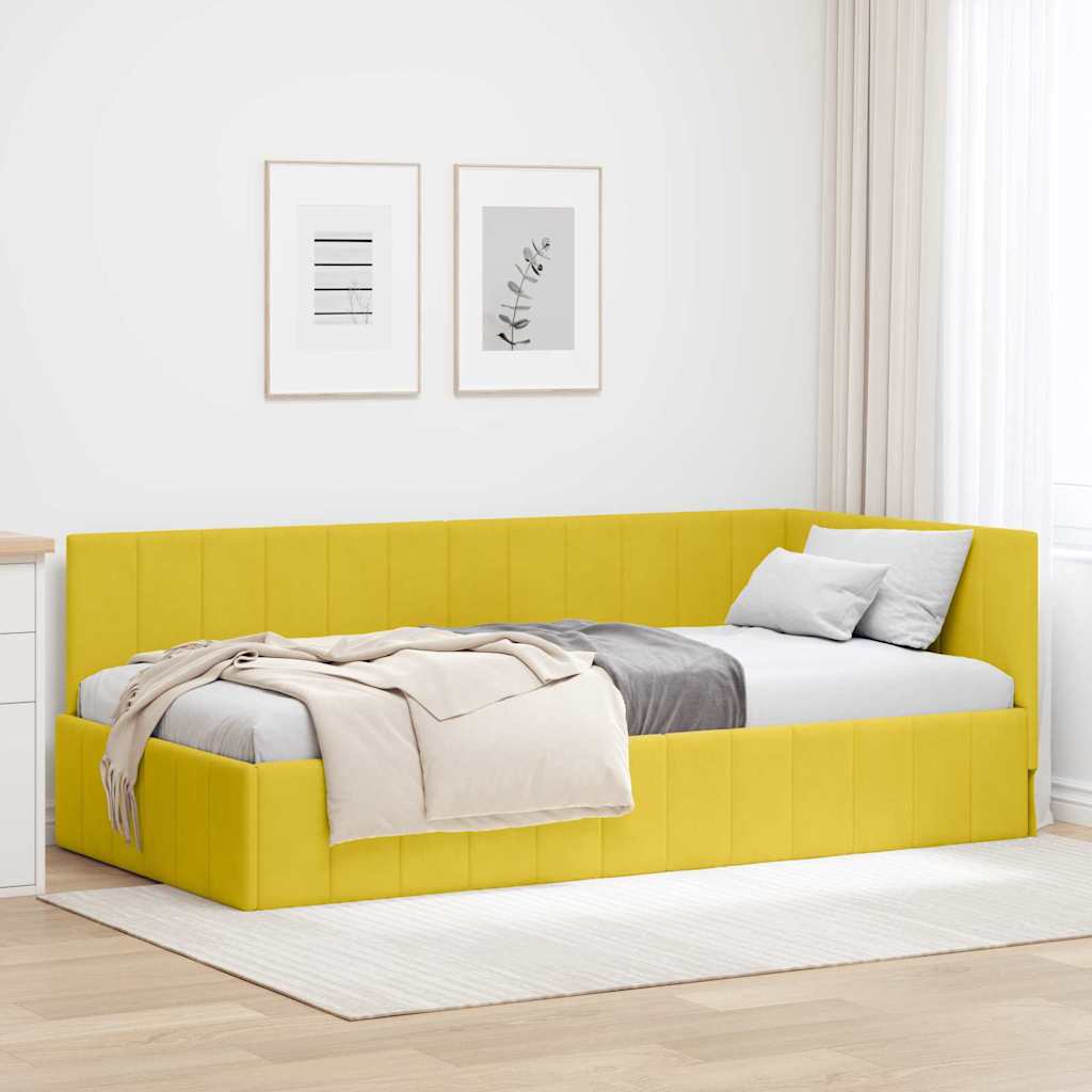 vidaXL Cadru de pat colțar cu headboard Galben 90 x 200 cm Catifea