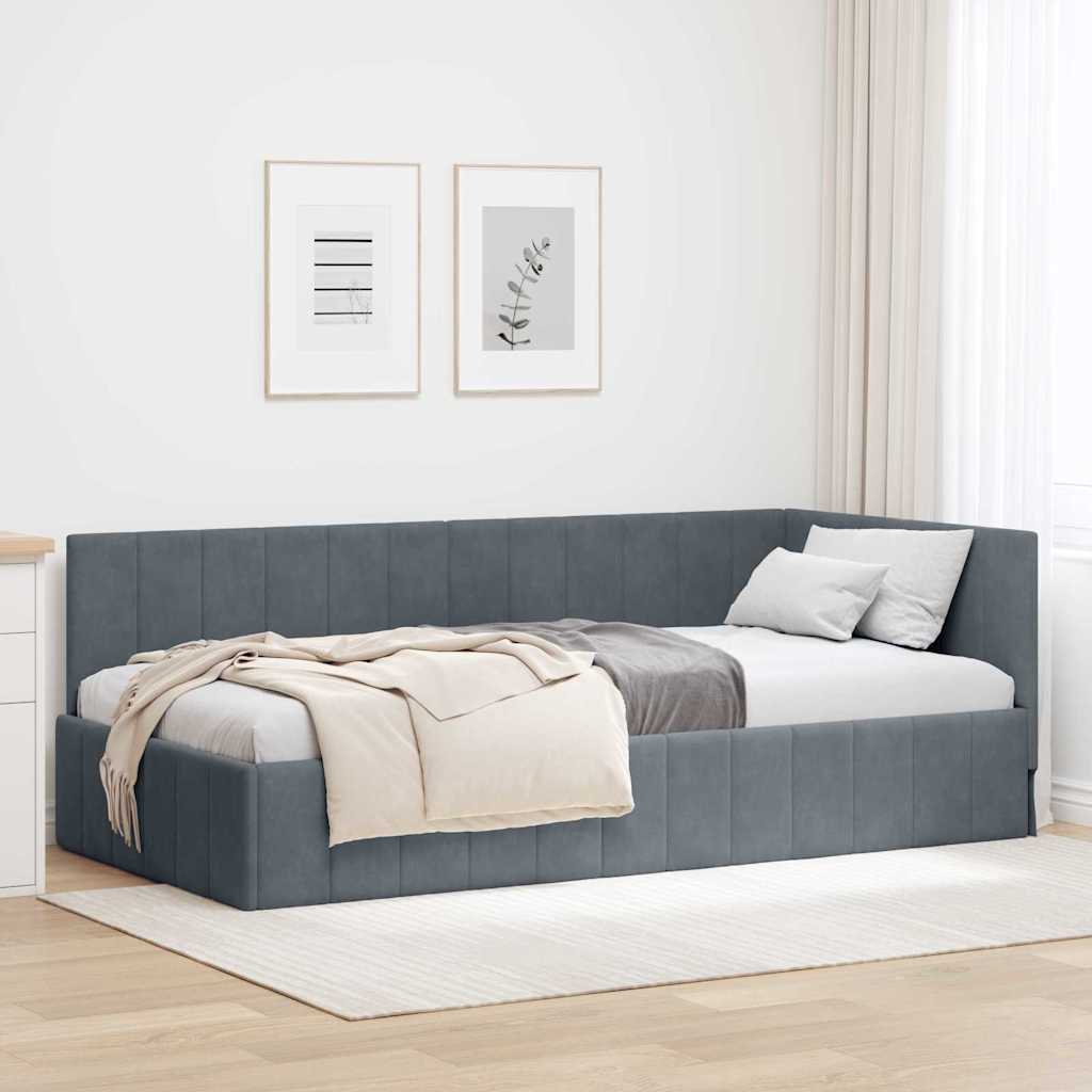 vidaXL Cadru de pat colțar Gri închis 100 x 200 cm Catifea