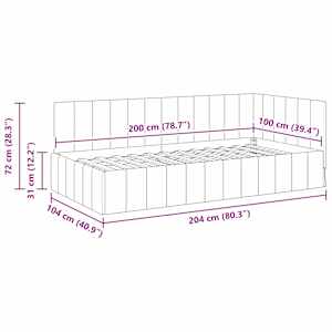 Rohový rám postele s čelo Tmavě zelená 100 cm x 200 cm samet - obrázek 11