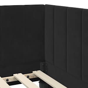 Rohový rám postele s čelo Černá 100 cm x 200 cm samet - obrázek 8