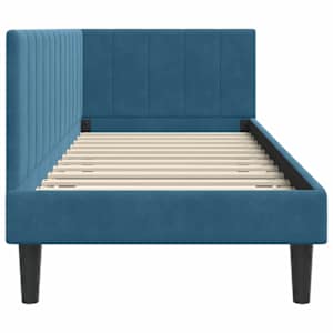 Rohový rám postele s čelo Modrá 80 cm x 200 cm samet - obrázek 6