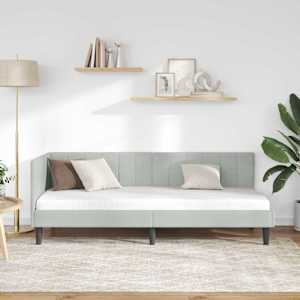 Rohový rám postele s čelo Světle šedá 80 cm x 200 cm samet - obrázek 3
