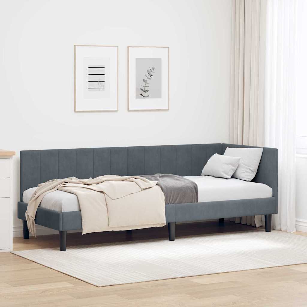 vidaXL Cadru de pat colțar cu headboard Gri închis 80 x 200 cm Catifea