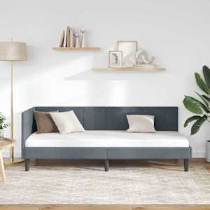 Rohový rám postele s čelo Tmavě šedá 80 cm x 200 cm samet - obrázek 3