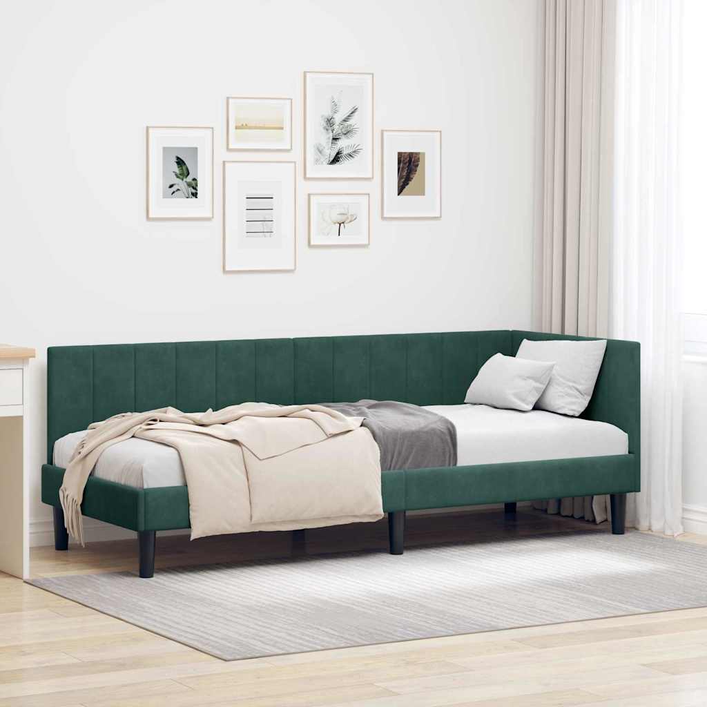 vidaXL Cadru de pat colțar Verde închis 80 x 200 cm Catifea
