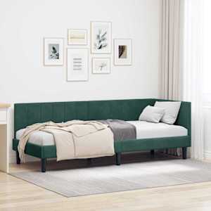 Rohový rám postele s čelo Tmavě zelená 80 cm x 200 cm samet - obrázek 1