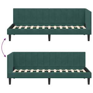 Rohový rám postele s čelo Tmavě zelená 80 cm x 200 cm samet - obrázek 9