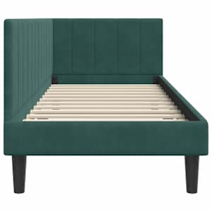 Rohový rám postele s čelo Tmavě zelená 80 cm x 200 cm samet - obrázek 6
