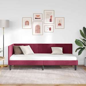 Rohový rám postele s čelo Víno Červené 80 cm x 200 cm samet - obrázek 3