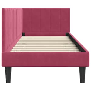 Rohový rám postele s čelo Víno Červené 80 cm x 200 cm samet - obrázek 6