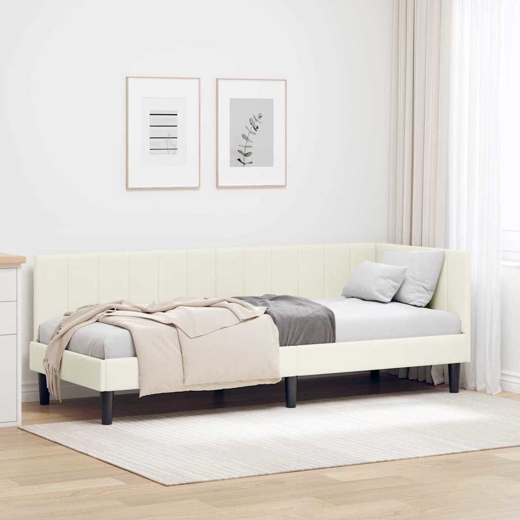 vidaXL Cadru de pat colțar cu headboard Crem 80 x 200 cm Catifea