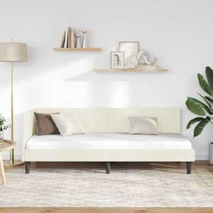 Rohový rám postele s čelo Krémová 80 cm x 200 cm samet - obrázek 3