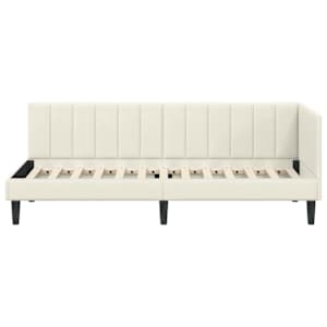 Rohový rám postele s čelo Krémová 80 cm x 200 cm samet - obrázek 5