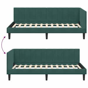 Rohový rám postele s čelo Tmavě zelená 90 cm x 190 cm samet - obrázek 9