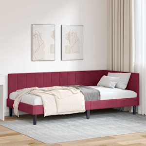 Rohový rám postele s čelo Víno Červené 90 cm x 190 cm samet - obrázek 1