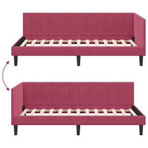 Rohový rám postele s čelo Víno Červené 90 cm x 190 cm samet - obrázek 9