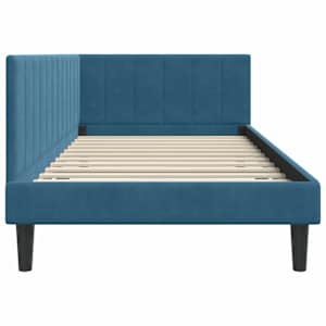 Rohový rám postele s čelo Modrá 90 cm x 200 cm samet - obrázek 6