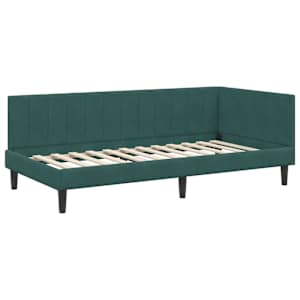 Rohový rám postele s čelo Tmavě zelená 90 cm x 200 cm samet - obrázek 4