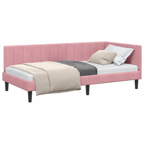 vidaXL Nurgavoodi raam peaga Roosa 90 cm x 200 cm Samet