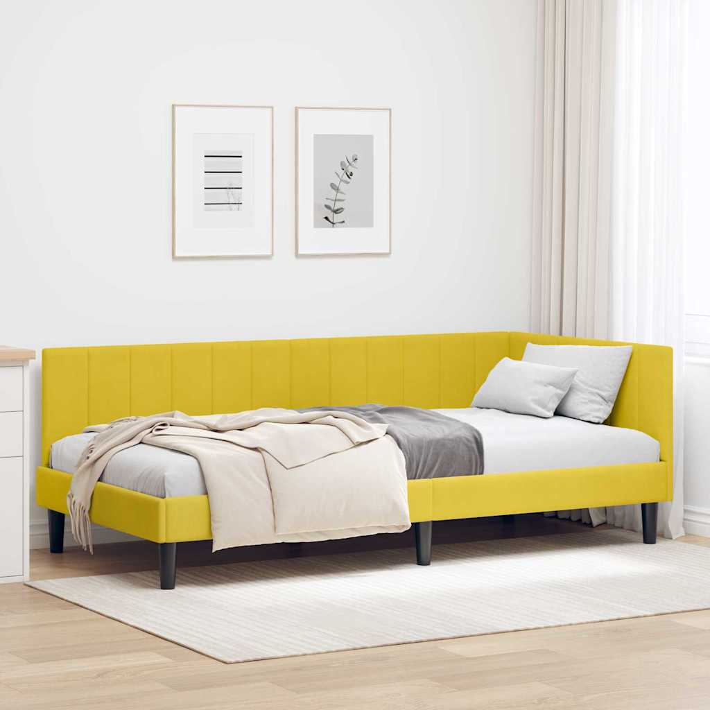 vidaXL Cadru de pat colțar cu headboard Galben 90 x 200 cm Catifea