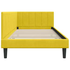 Rohový rám postele s čelo Žlutá 90 cm x 200 cm samet - obrázek 6