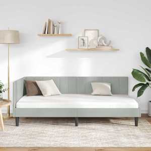 Rohový rám postele s čelo Světle šedá 100 cm x 200 cm samet - obrázek 3