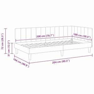 Rohový rám postele s čelo Tmavě šedá 100 cm x 200 cm samet - obrázek 11