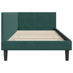 Rohový rám postele s čelo Tmavě zelená 100 cm x 200 cm samet - obrázek 6