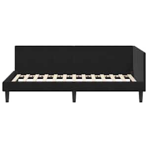 Rohový rám postele s čelo Černá 100 cm x 200 cm samet - obrázek 5