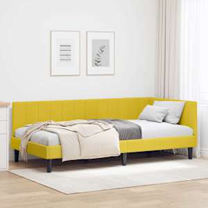 Rohový rám postele s čelo Žlutá 100 cm x 200 cm samet - obrázek 1
