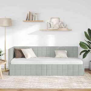 Rohový rám postele s čelo Světle šedá 80 cm x 200 cm samet - obrázek 3
