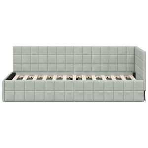 Rohový rám postele s čelo Světle šedá 80 cm x 200 cm samet - obrázek 5