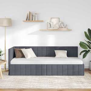 Rohový rám postele s čelo Tmavě šedá 80 cm x 200 cm samet - obrázek 3