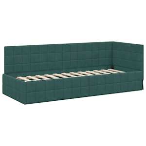 Rohový rám postele s čelo Tmavě zelená 80 cm x 200 cm samet - obrázek 4