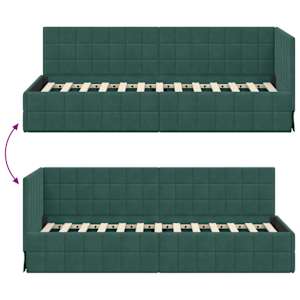 Rohový rám postele s čelo Tmavě zelená 80 cm x 200 cm samet - obrázek 9