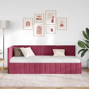 Rohový rám postele s čelo Víno Červené 80 cm x 200 cm samet - obrázek 3