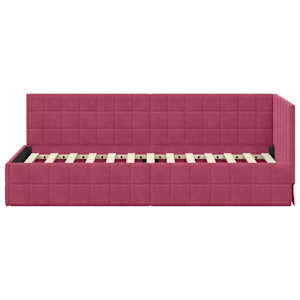 Rohový rám postele s čelo Víno Červené 80 cm x 200 cm samet - obrázek 5