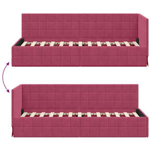 Rohový rám postele s čelo Víno Červené 80 cm x 200 cm samet - obrázek 9