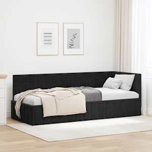 Rohový rám postele s čelo Černá 80 cm x 200 cm samet - obrázek 1