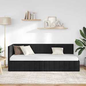 Rohový rám postele s čelo Černá 80 cm x 200 cm samet - obrázek 3
