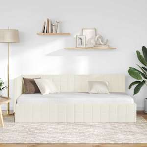 Rohový rám postele s čelo Krémová 80 cm x 200 cm samet - obrázek 3