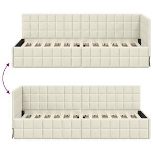 Rohový rám postele s čelo Krémová 80 cm x 200 cm samet - obrázek 9