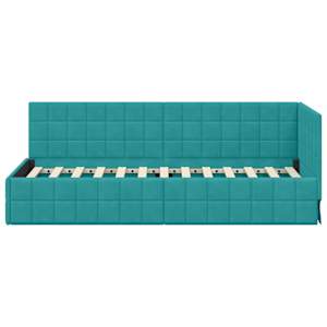 Rohový rám postele s čelo Tyrkysová 80 cm x 200 cm samet - obrázek 5