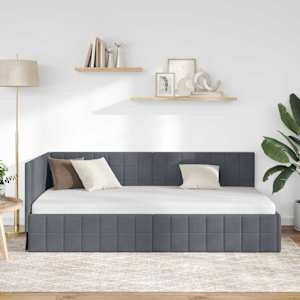 Rohový rám postele s čelo Tmavě šedá 90 cm x 190 cm samet - obrázek 3