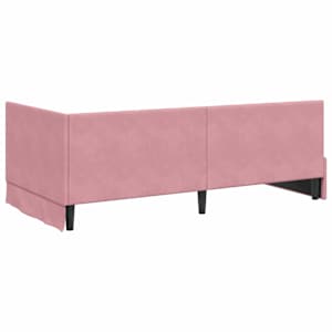 Rohový rám postele s čelo Růžová 90 cm x 190 cm samet - obrázek 7